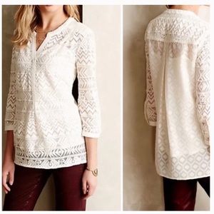 Anthropologie Lace tunic top by Vanessa Virginia in excellent condition. Size 8
